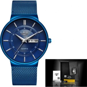 Resim Hanyang Tüm Mavi Relogio Masculino 2023 Lıge Yeni Erkek Saatler Üst Marka Lüks Ultra Ince Kuvars Izle Erkekler Çelik Hasır Kayış Su Geçirmez Altın Izle (Yurt Dışından) 