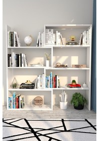 Resim Moonlife Pisagor Kitaplık Beyaz 