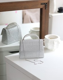 Resim Moom Bag Kadın Simli Silver Taş Tutma Detaylı Abiye Omuz Çantası 