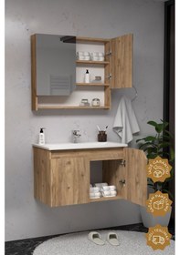 Resim Teta Home Napoli 80 Cm Mdf Banyo Dolabı Seti Atlantik Çam Atlantik Çam 