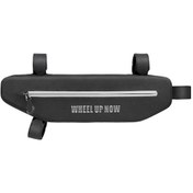 Resim Bisiklet Üst Boru Çantası, Su Geçirmez 600d Nilon, Çok Bölmeli, Yansıtıcı Çizgi, Gece Güvenliği, Araç Ve Telefon Taşıma, Dağ Yolu Bisikletleri İçin Siyah Siyah 