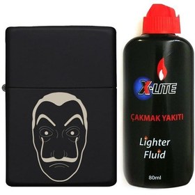 Resim Atomic Benzinli Çakmak Benzin Seti Siyah Dali Maskesi 