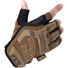 Resim Mechanix Yarım Parmak Eldiven- Taktik Destekli Kadın&erkek Unisex Eldiven L-bej Bej 