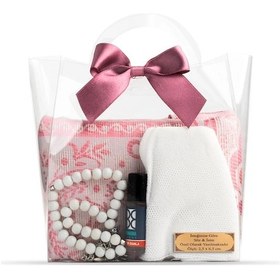 Resim Seccade + Tesbih + Takke + Esans Seti Çantalı Asetat Kutu, Bordo Bordo 110 x 64 