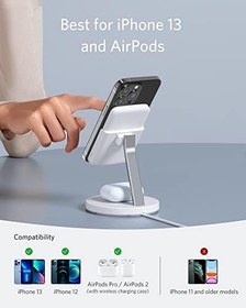 Resim Anker PowerWave MagGo 2in1 Stand Magsafe Uyumlu 5000 mAh Powerbank & Stand Beyaz – B25A7 (Anker Türkiye Garantili) 