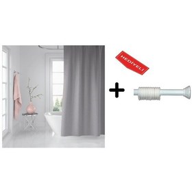 Resim Zethome Banyo Duş Perdesi Gri 120x200 Perde Borusu Askı Aparatı 9 