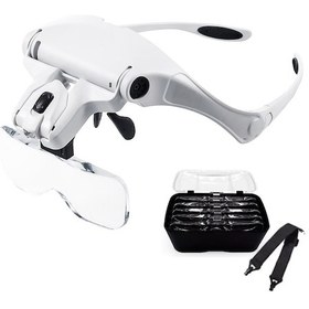 Resim Leezsing 9892b2 Led Işık Ve Kafa Bandı Elleriyle Okuma İçin Büyüteç Baş Büyüteci 5 Mercekli 1.0x 1.5x 2.0x 2.5x 3.5x 