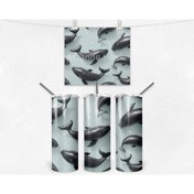 Resim Arzande Okyanus Balinaları Desenli Termos Matara 600 ml 