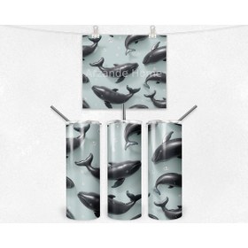 Resim Arzande Okyanus Balinaları Desenli Termos Matara 600 ml 