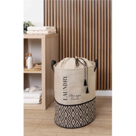 Resim EC Shop Alas Bej Kumaş Büzgülü Katlanır Kirli Çamaşır Sepeti-Çocuk Oyuncak Düzenleyici Çok Amaçlı 35X35X50CM 