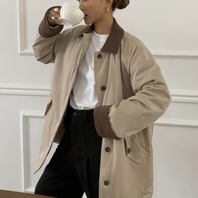 Resim Kadınlar İçin Şık Orta Doğu Esintili Bol Kesim Uzun Kollu Puffer Ceket - Göğüs Cepli, Orta Boy Kışlık Mont, Makinede Yıkanabilir Düz Renk Dış Giyim, Günlük ve Resmi Kullanım için Klasik Yaka, Dayanıklı Kumaş, Stil Sahibi Kadınlar 