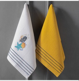 Resim Schafer Nakışlı 2 Li Kurulama Bezi 40x60 Cm-beyaz/hardal 