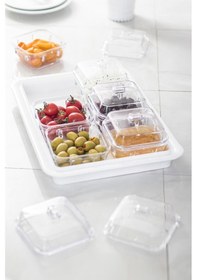 Resim Akrilik Beyaz 6 Lı Kapaklı Kahvaltılık Kahvaltı Seti & Saklama... Beyaz 