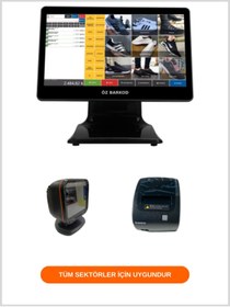 Resim ÖZ BARKOD Barkodlu Satış Sistemi - Tek Ekran I5 (dokunmatik Bilgisayar+barkod Okuyucu+80mm Fiş Yazıcı) 