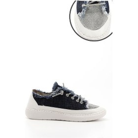 Resim Gönderi R Lacivert Kot Triko Taşlı Comfort Dolgu Taban Sneaker Lacivert 