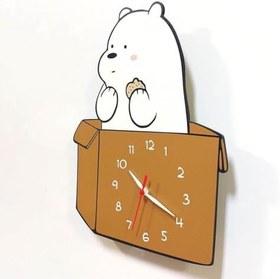 Resim caju art & decoration Kutudan Çıkan Sevimli Beyaz Ayı 3d Çocuk Odası Duvar Saati 