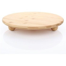 Resim Mien 32 Cm Bambu Top Ayaklı Sunumluk Doğal Ahşap Servis Tabağı, Şık Sunum Tepsisi Açık Kahverengi 