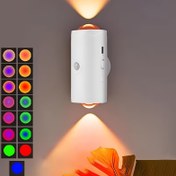 Resim Hareket Sensörlü LED Gece Lambaları Sıcak RGB USB Şarj Edilebilir Manyetik Montaj Duvar Lambası RGB Gradyan Ortam Işığı, 3 Işık Modu Ayarlanabilir İç Mekan Işığı, Giriş, Yatak, Masa, Dolap Merdiven Işığı İç Mekan Lambası 