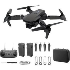 Resim yollayenilensin Drone E88 Pro Çift Kameralı RC Drone – Katlanabilir, Mobil Uygulamalı, Video Fonksiyonlu Siyah Drone 