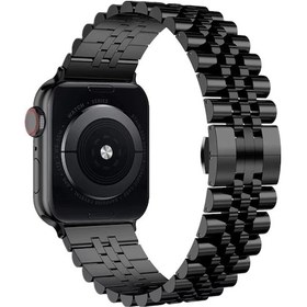 Resim Forzacase Apple Watch 7 45mm İle Uyumlu Rolex Tasarım Metal Kordon Kayış - Fc878 Siyah 