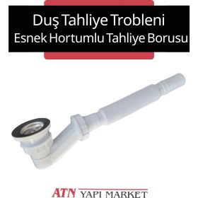 Resim Duş Teknesi Gider Sifonu – Paslanmaz Çelik Izgaralı – Esnek Hortumlu Tahliye Borusu – Duş Tahliye Trobleni 