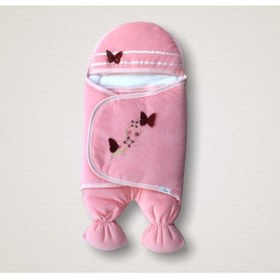 Resim Kundak Kelebekli Kadife Kız Bebek Ayaklı Pembe Ps9856 