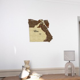 Resim Mısır Haritası - 3D Ahşap Mısır Haritası Arapça ve İngilizce - 90x92 cm 