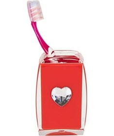 Resim Diş Fırçalık Kırmızı Kalpli Akrilik Model Siyah 