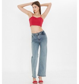 Resim Kutaf Açık Mavi Yüksek Bel Geniş Paça Bol,salaş Palazzo Jeans Mavi 