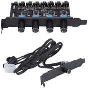 Resim Adet Bilgisayar Kasası Bölme Pcı Bit Fan Hızı Regülatörü Hub Ve 1 Adet Pc Fan Hub 4 Düğme Soğutma Fanı Hız Kontrol Cihazı 