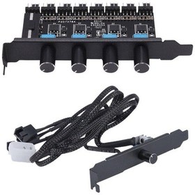 Resim Adet Bilgisayar Kasası Bölme Pcı Bit Fan Hızı Regülatörü Hub Ve 1 Adet Pc Fan Hub 4 Düğme Soğutma Fanı Hız Kontrol Cihazı 