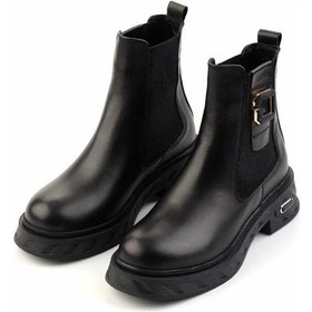 Resim Siyah Hakiki Deri Kadın Bot & Bootie K02719102203 Siyah 