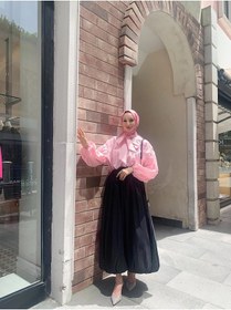 Resim Hasenna Etks002 Arkadan Fermuarlı Balon Etek Siyah 