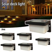 Resim 4 Adet Güneş Güverte Işıkları, Dikdörtgen LED Dış Mekan Duvar Aplikleri, Sıcak Beyaz ve Renk Otomatik Açma/Kapama, Yarı Flush Montaj, Plastik Gölgelik, Merdivenler, Çit, Bahçe, Noel Hediyesi, Noel Dekoru, Bahçe Işıkları 
