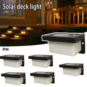 Resim 4 Adet Güneş Güverte Işıkları, Dikdörtgen LED Dış Mekan Duvar Aplikleri, Sıcak Beyaz ve Renk Otomatik Açma/Kapama, Yarı Flush Montaj, Plastik Gölgelik, Merdivenler, Çit, Bahçe, Noel Hediyesi, Noel Dekoru, Bahçe Işıkları 