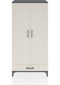 Resim Hyperion Dolap 4 Raflı Tek Çekmeceli 2 Kapaklı 88x44x182 Antrasit-aytaşı Antrasit 