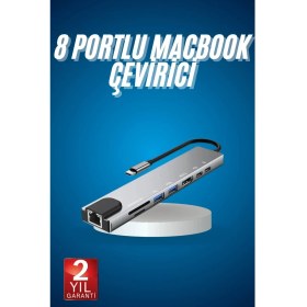 Resim 8 Port Çoklayıcı Macbook ile Uyumlu Çoğaltıcı Type-C Dönüştürücü Tf Sd Kart 