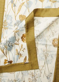 Resim Çiçek Nakışlı Yağ Yeşili Keten Runner - 55x350 