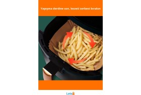Resim Letsii 50 Adet Büyük Boy Hava Fritözü Pişirme Kağıdı Yağsız Temizlik Kolay 