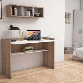 Resim Bimossa V6020 Firuze Raflı Çalışma Masası Ceviz Beyaz 