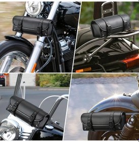 Resim Xuweiwei Universal Motosiklet Alet Çantası Siyah Yapay Deri Çıkarılabilir Askı Harley Suzukı Kawasaki Siyah 