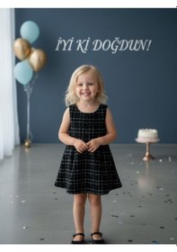 Resim Zekids Kız Bebek Tüvit Kumaş Kolsuz Elbise-16424 Siyah 