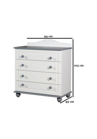 Resim Meltem Kids Carino Gri Bebek Odası Şifonyer 