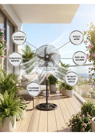 Resim Hook Vantilatör Ayaklı 18 Inç Sanayi Tipi 5 Kanatlı 