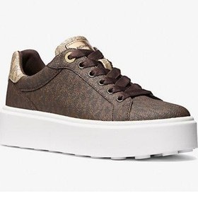 Resim Michael Kors Romey Metallic Two-tone Signature Logo Platform Sneaker Kahve Rengi 