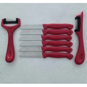 Resim Solingen 6'lı Meyve-Sebze-Doğrama Bıçağı ve 2'li Soyacak 8'li Set Kırmızı 