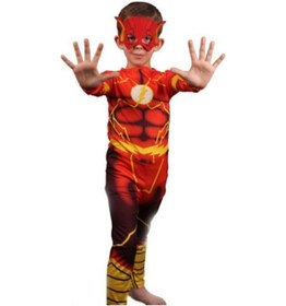 Resim Erkek Çocuk Flash Ateş Topu Maskeli Kostüm Kırmızı 