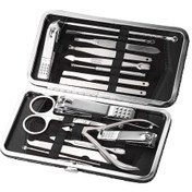 Resim Moveevo 16 Parça Çelik Güzellik Aleti Seti - Manikür, Pedikür Ve Yüz Bakımı Araçları Pu Çanta İle 