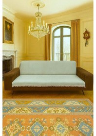 Resim Arpa Desen Dokuma Koltuk Örtüsü 170x210 %100 Pamuklu Koltuk Kılıfı Yeşil 