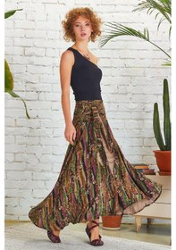 Resim Salaş Etnik Desenli Asimetrik Etek 001 